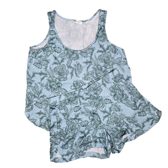 Haven Well Within Womens Floral Print Sleepwear Set M Cotton & Modal Blue & Gree - Picture 2 of 7